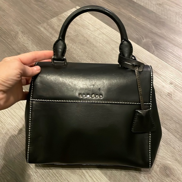 SANDRO black leather tote!Stunning - Picture 1 of 14